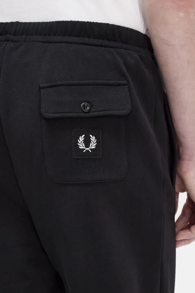 Men Badge Detail Track Pants Black Fred Perry Trousers