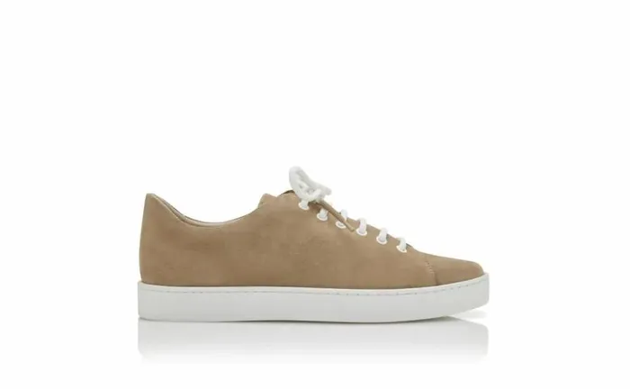 Men Beige Suede Low Cut Sneakers Manolo Blahnik LaceUps