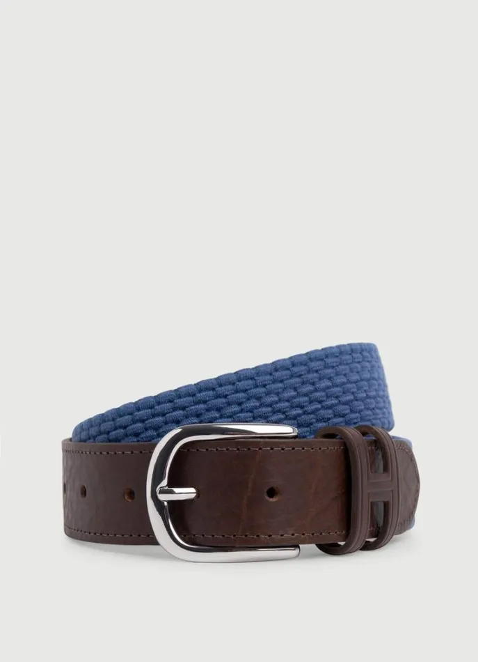 Men Belts Hackett London Braided Belt Mid Chambray