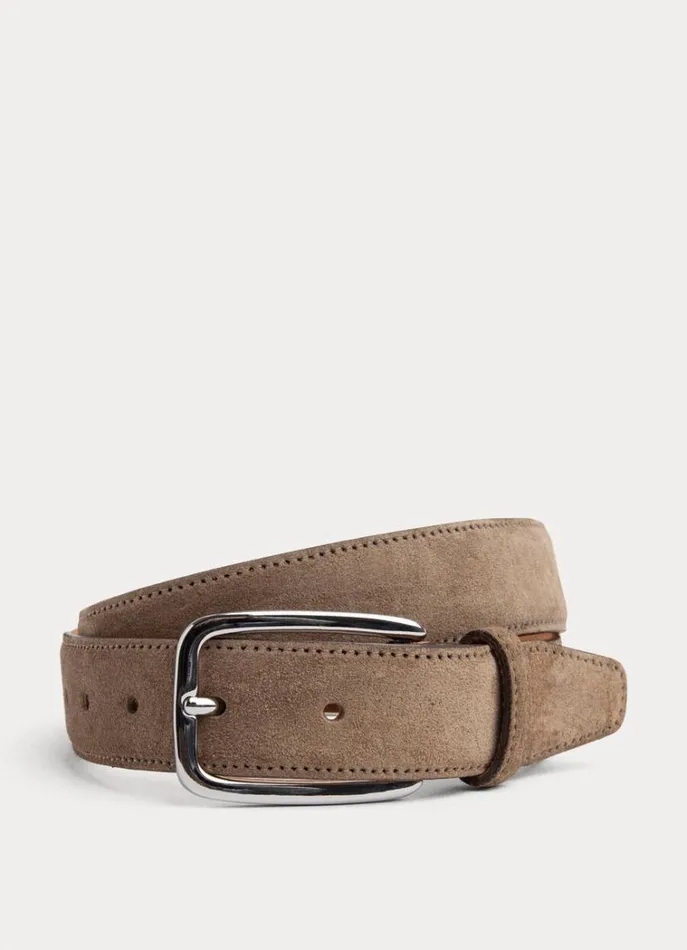 Men Belts Hackett London Suede Belt Tobacco Brown