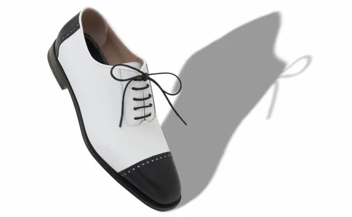 Men Black And White Calf Leather Lace Up Shoes Manolo Blahnik LaceUps