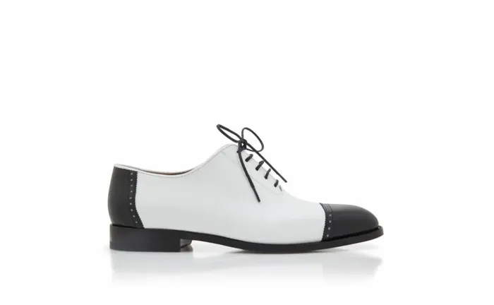 Men Black And White Calf Leather Lace Up Shoes Manolo Blahnik LaceUps
