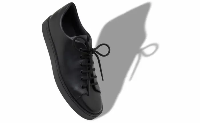 Men Black Calf Leather Sneakers Manolo Blahnik Gifts For Him