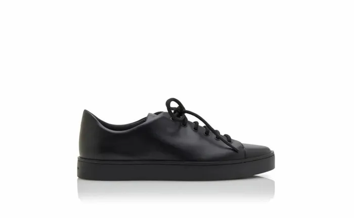 Men Black Calf Leather Sneakers Manolo Blahnik Gifts For Him