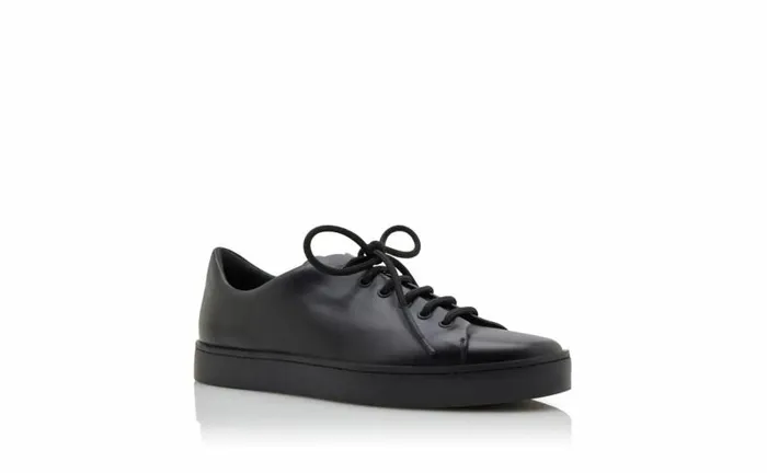 Men Black Calf Leather Sneakers Manolo Blahnik Gifts For Him