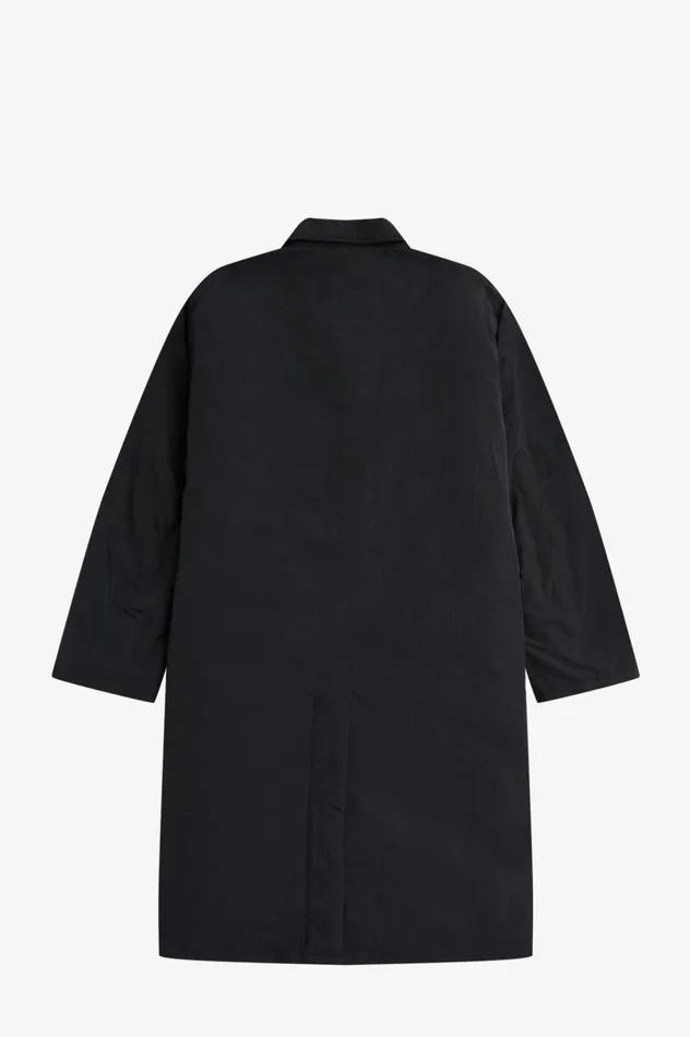 Men Button Through Mac Black Fred Perry Coats and Jackets