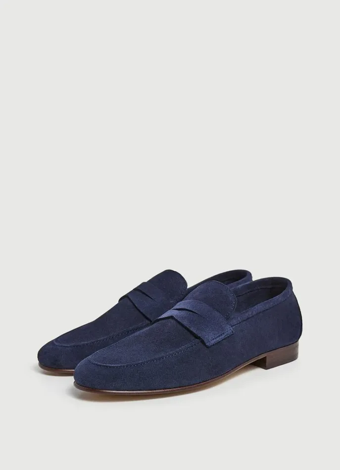 Men Casual Shoes Hackett London Suede Moccasins Navy