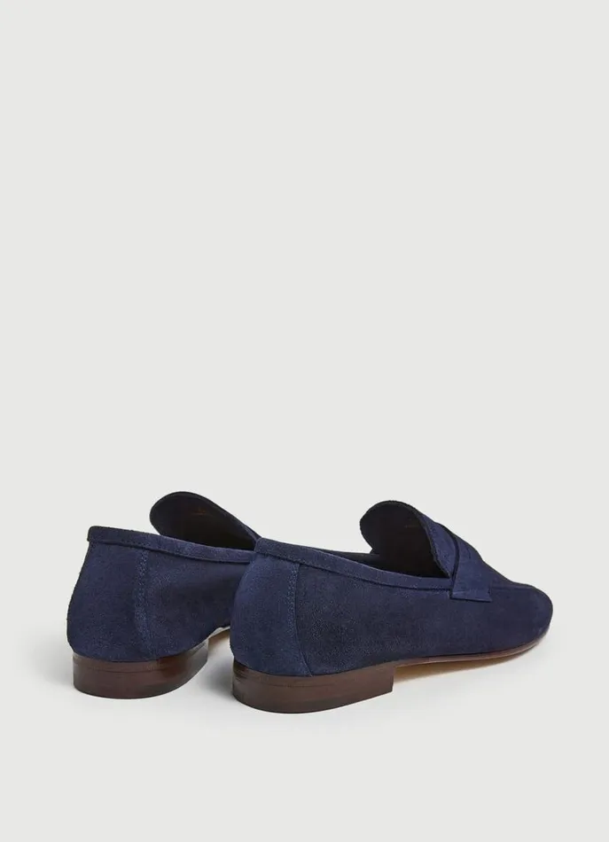 Men Casual Shoes Hackett London Suede Moccasins Navy
