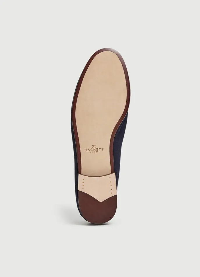 Men Casual Shoes Hackett London Suede Moccasins Navy