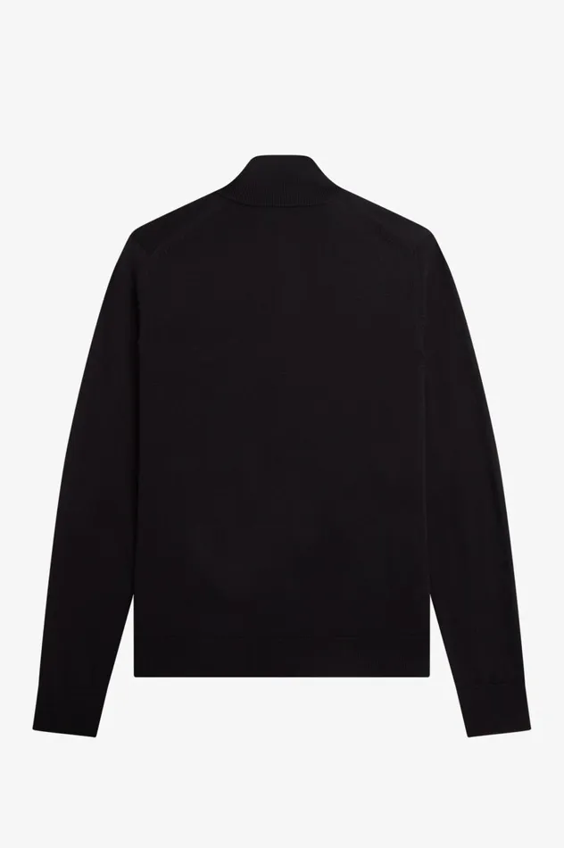Men Classic Zip Through Cardigan Black Fred Perry Knitwear