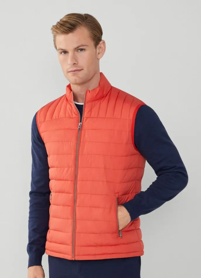 Men Coats and Jackets Hackett London Ultralight Padded Gilet Rust Orange
