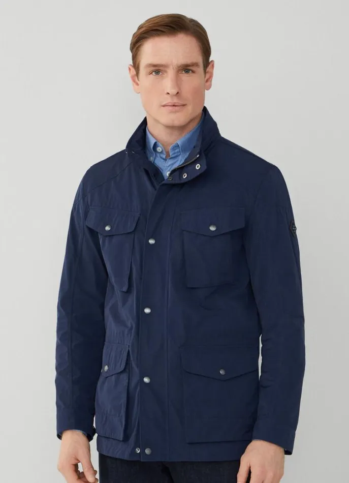 Men Coats and Jackets Hackett London WaterResistant Velospeed Jacket Navy Blazer