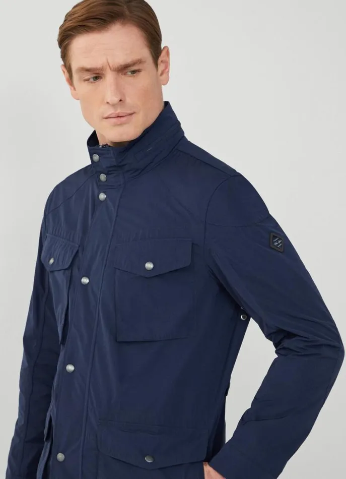 Men Coats and Jackets Hackett London WaterResistant Velospeed Jacket Navy Blazer