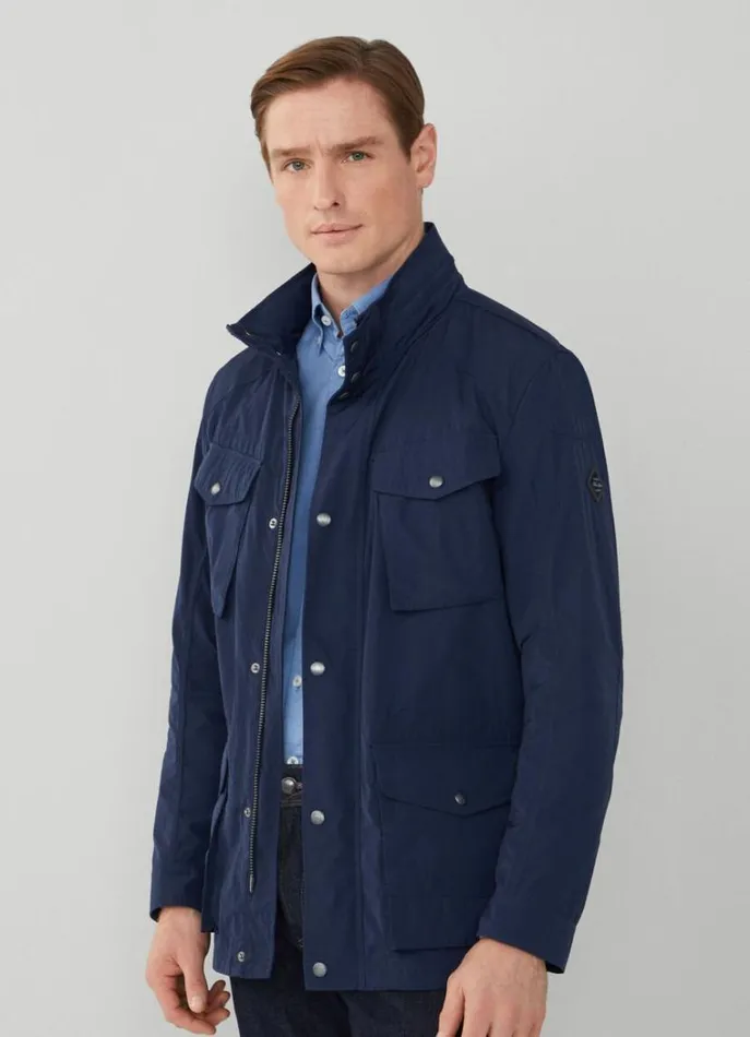 Men Coats and Jackets Hackett London WaterResistant Velospeed Jacket Navy Blazer
