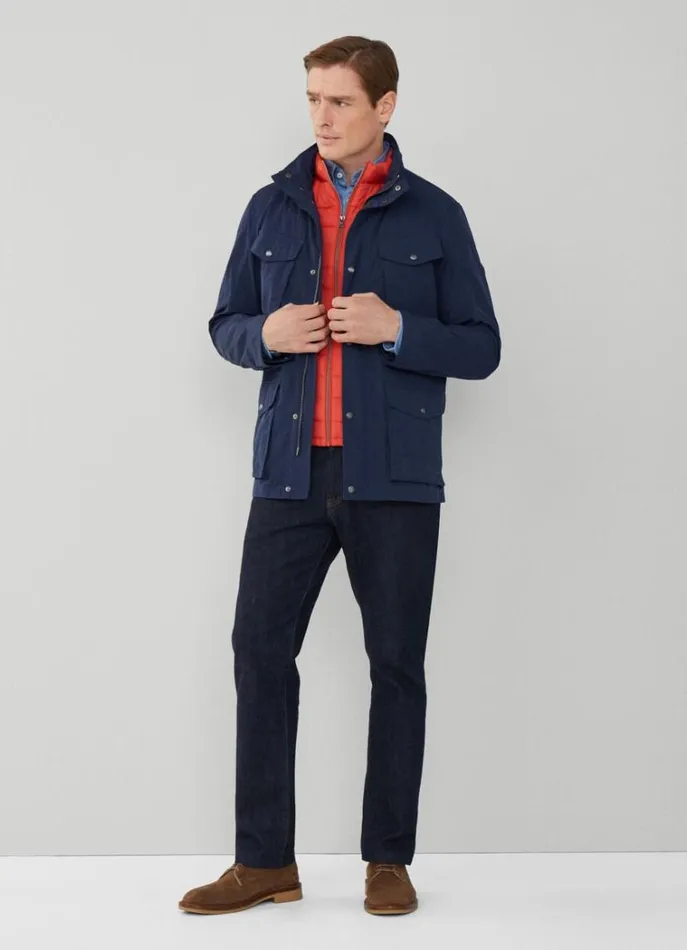 Men Coats and Jackets Hackett London WaterResistant Velospeed Jacket Navy Blazer