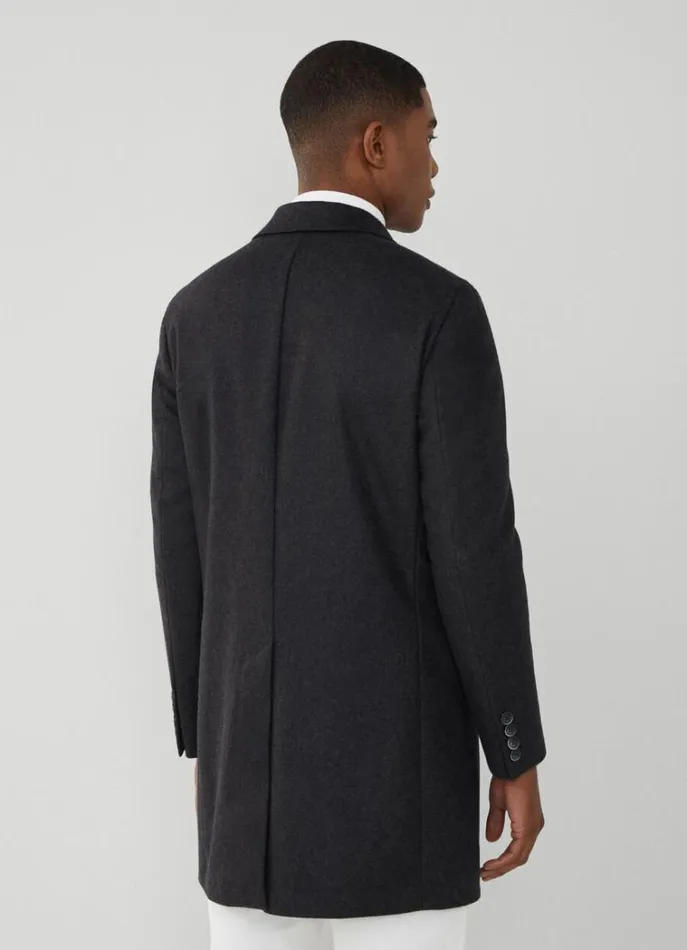 Men Coats and Jackets Hackett London Wool And Cashmere Coat Charcoal Grey