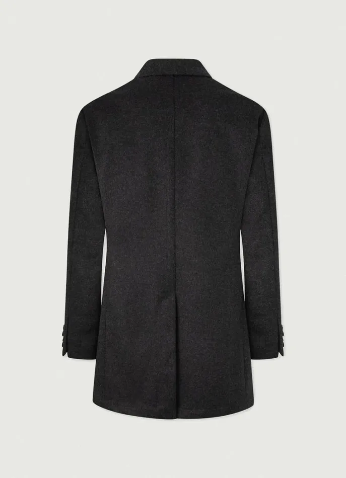 Men Coats and Jackets Hackett London Wool And Cashmere Coat Charcoal Grey