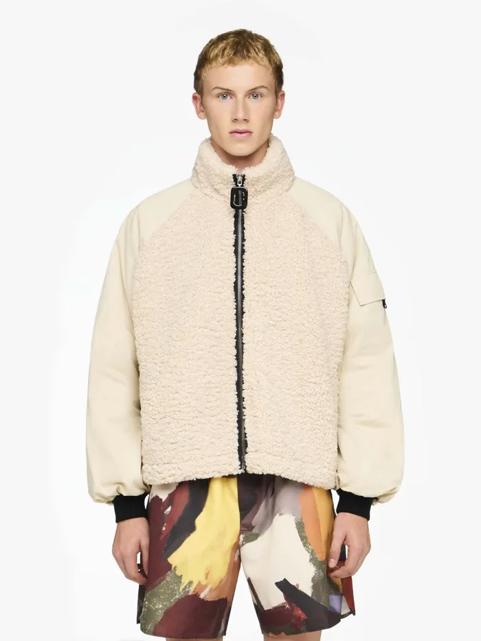 Men Coats and Jackets JW Anderson COLOUR BLOCK FLEECE TRACK TOP Beige Men Coats and Jackets JW Anderson COLOUR BLOCK FLEECE TRACK TOP Beige