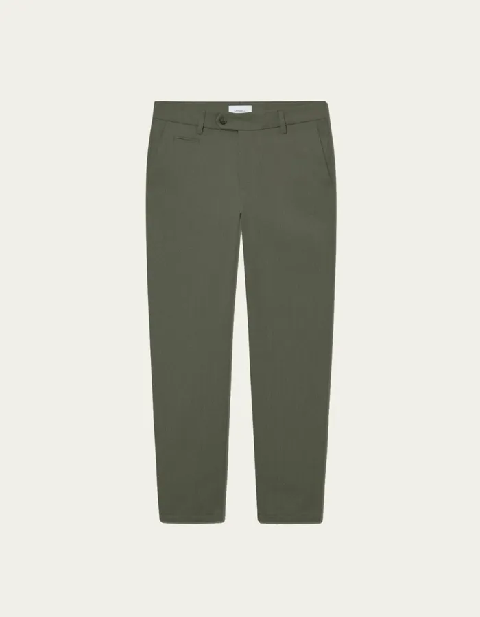 Men Como Herringbone Suit Pants 8211 Forest GreenChive Green Les Deux Pants