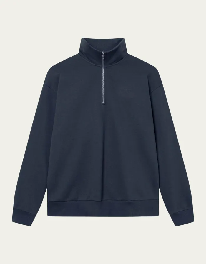 Men Crew HalfZip Sweatshirt 8211 Dark Navy Les Deux HoodiesSweatshirts