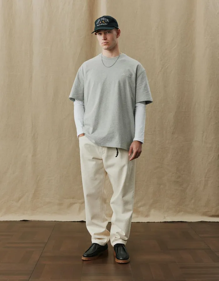 Men Crew TShirt 8211 Grey MelangeWhite Les Deux Tshirts