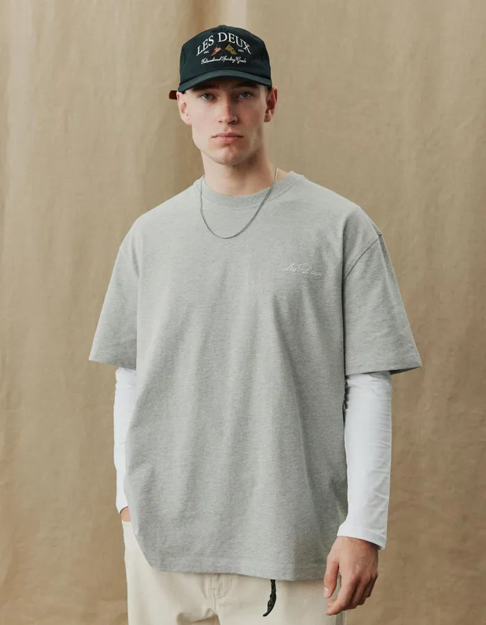 Men Crew TShirt 8211 Grey MelangeWhite Les Deux Tshirts