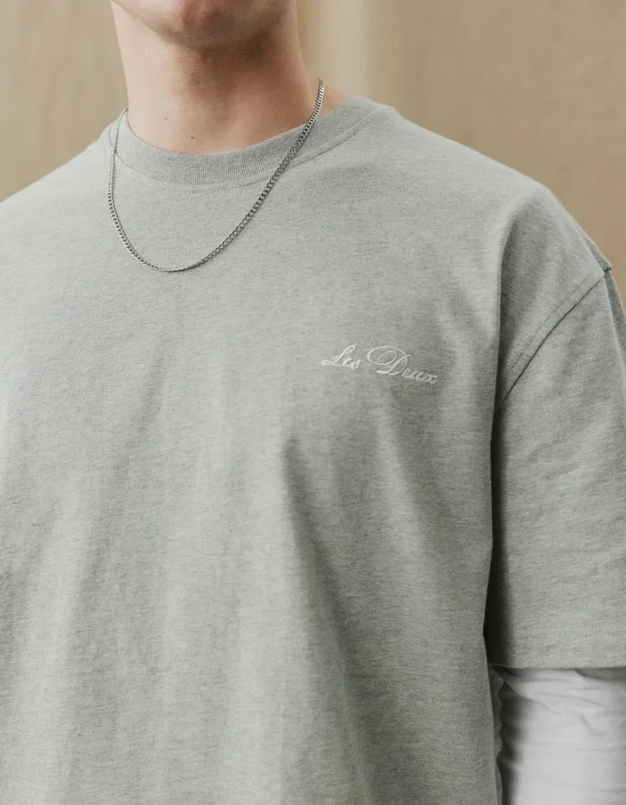Men Crew TShirt 8211 Grey MelangeWhite Les Deux Tshirts