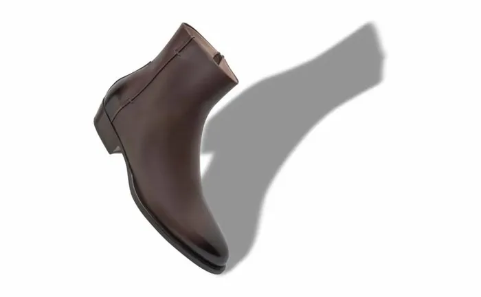 Men Dark Brown Calf Leather Mid Calf Boots Manolo Blahnik Boots