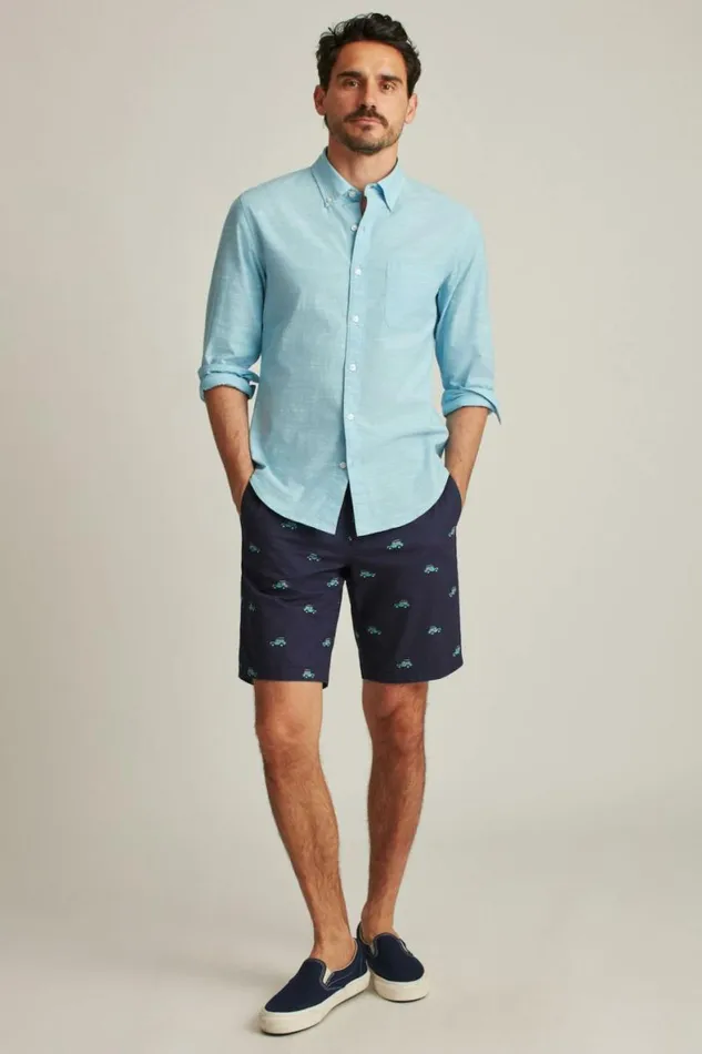 Men Easy Lightweight Shorts Blue Surf Car Bonobos Chino Shorts