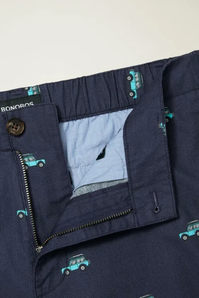 Men Easy Lightweight Shorts Blue Surf Car Bonobos Chino Shorts