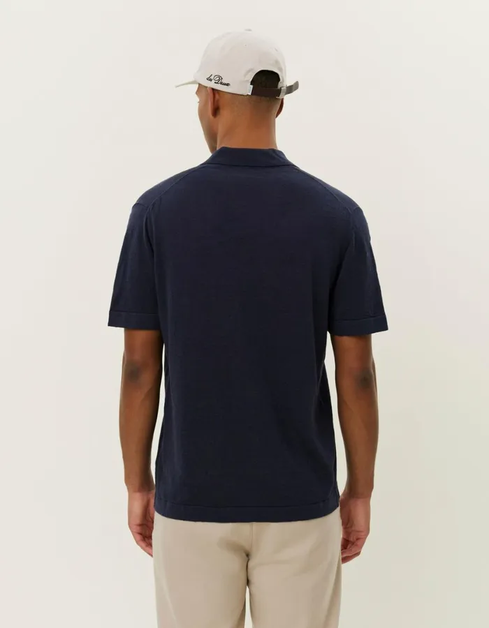 Men Emmanuel Polo Knit 8211 Dark Navy Les Deux Knitwear