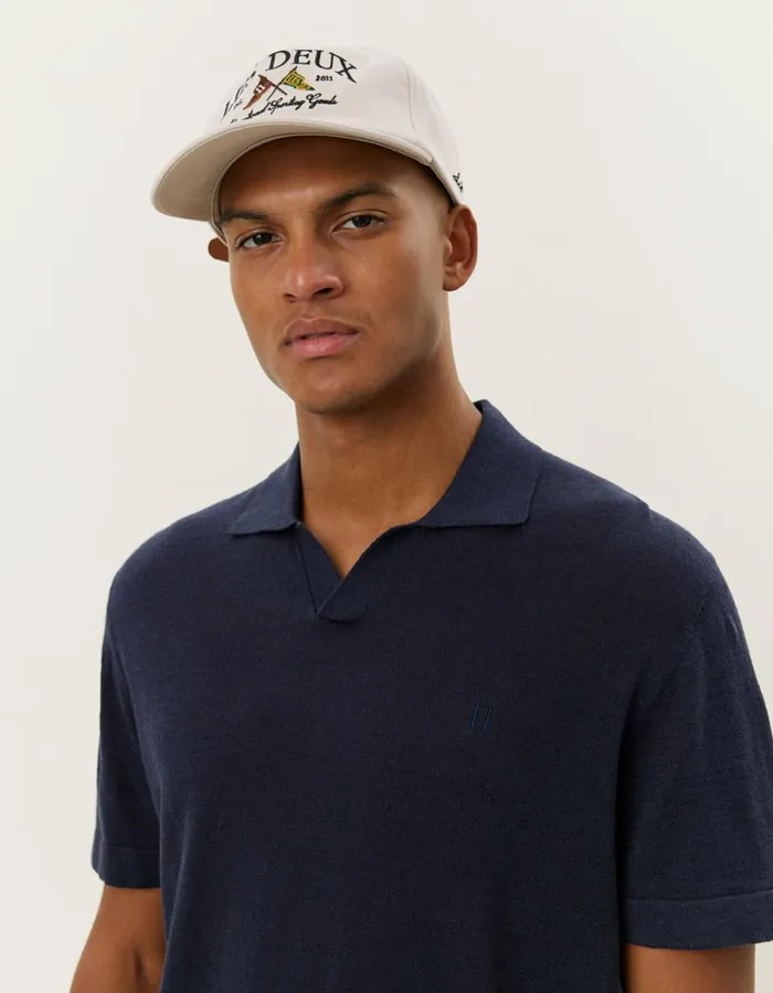 Men Emmanuel Polo Knit 8211 Dark Navy Les Deux Knitwear