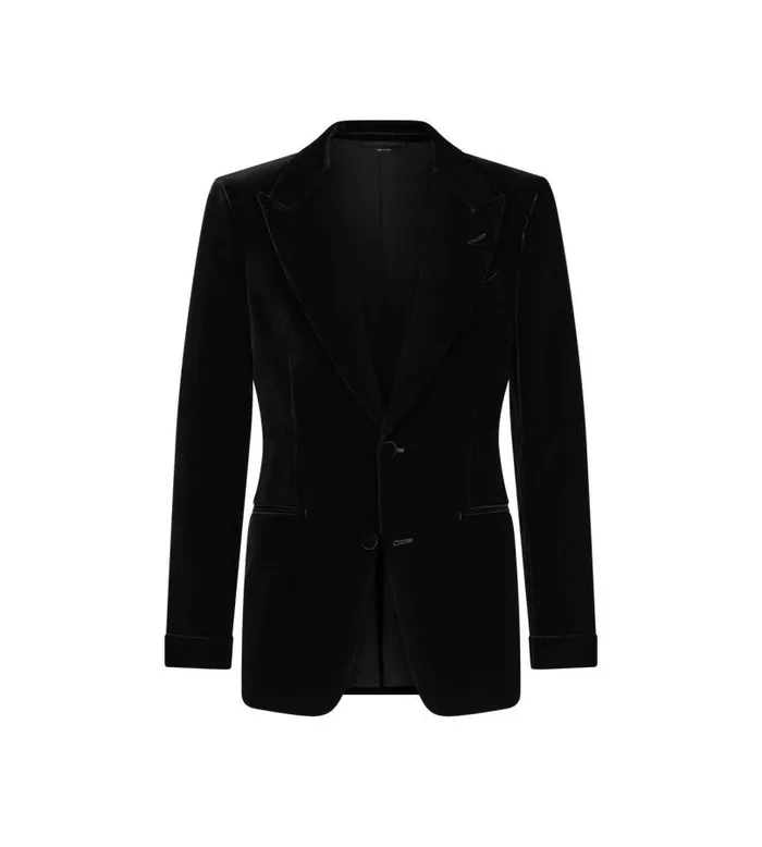 Men Evening Tom Ford Fluid Velvet Shelton Cocktail Jacket Black