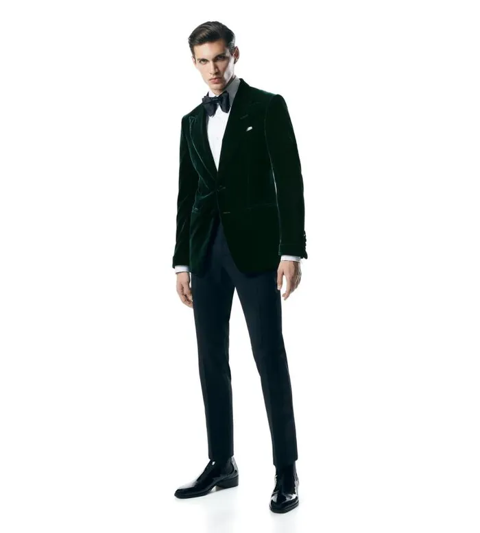 Men Evening Tom Ford Fluid Velvet Shelton Cocktail Jacket Dark Emerald Men Evening Tom Ford Fluid Velvet Shelton Cocktail Jacket Dark Emerald