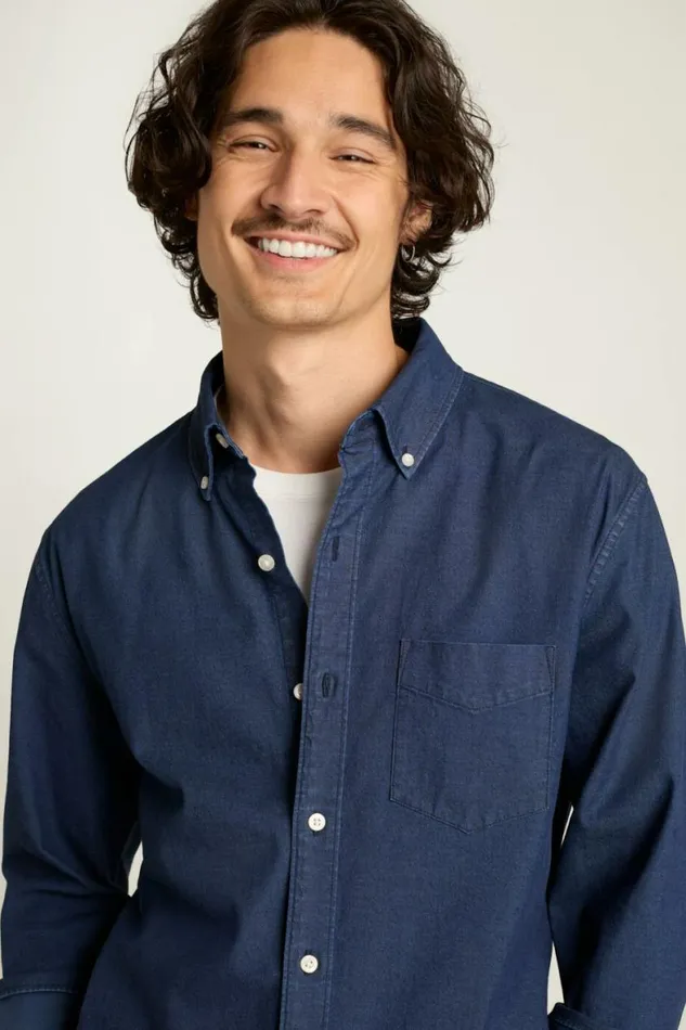 Men Everyday Denim Shirt Blue Rinse Wash Bonobos Casual Shirts