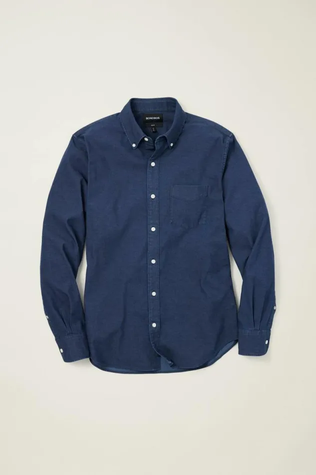 Men Everyday Denim Shirt Blue Rinse Wash Bonobos Casual Shirts