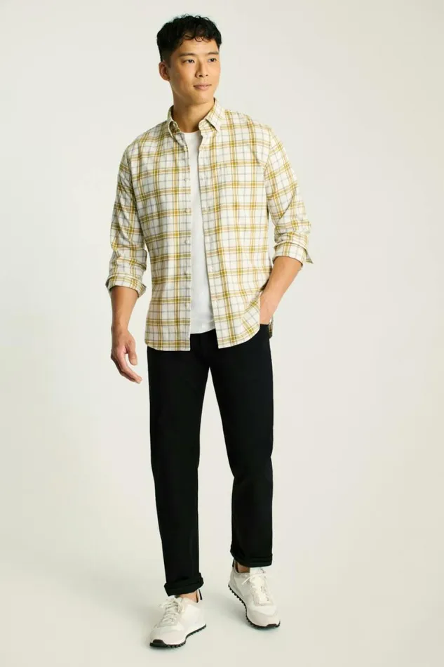 Men Everyday Lightweight Flannel Shirt Olive Khaki Plaid Bonobos Overshirts
