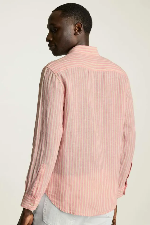 Men Everyday Linen Shirt Pink White Stripe Bonobos Casual Shirts