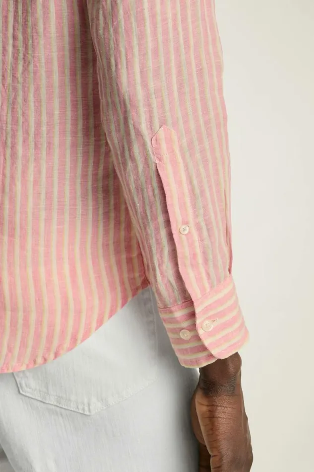 Men Everyday Linen Shirt Pink White Stripe Bonobos Casual Shirts