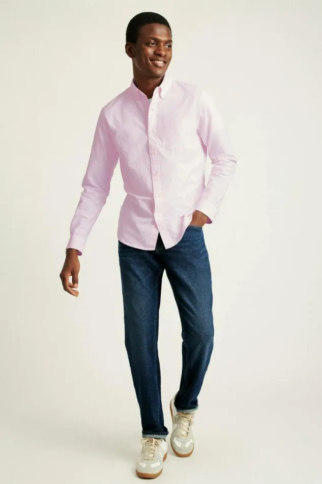 Men Everyday Oxford Shirt Pink Classic Stripe Bonobos Business Casual Shirts