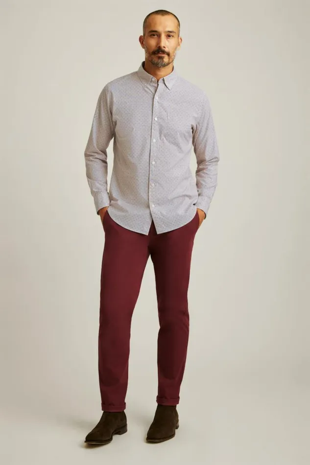 Men Everyday Shirt Burgundy Navy Dot Bonobos Business Casual Shirts