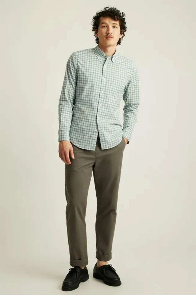 Men Everyday Shirt Heather Green Plaid Bonobos Business Casual Shirts