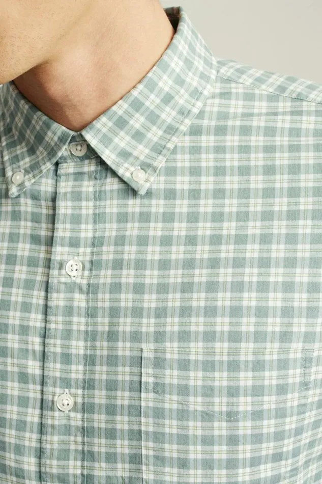 Men Everyday Shirt Heather Green Plaid Bonobos Business Casual Shirts