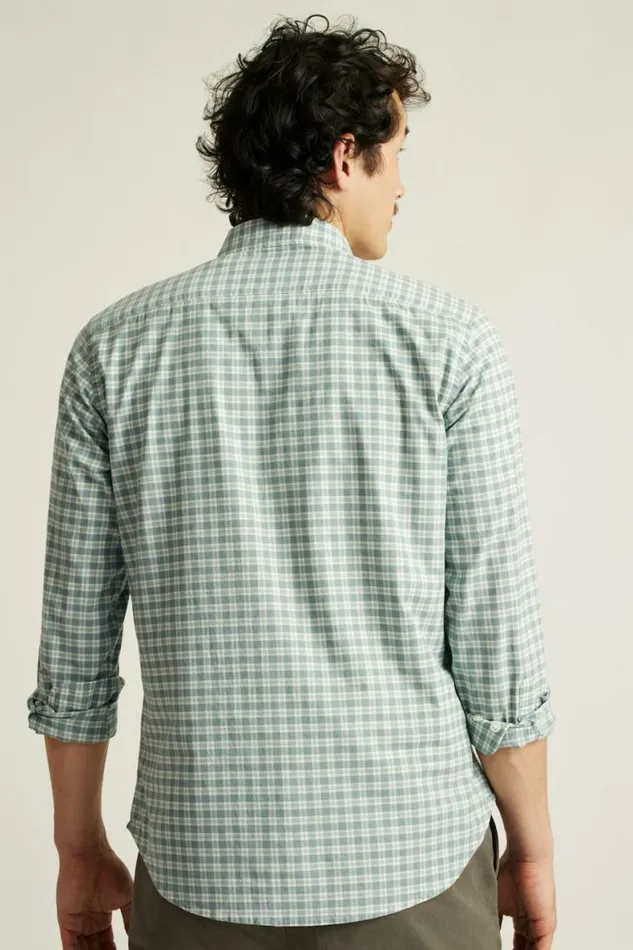 Men Everyday Shirt Heather Green Plaid Bonobos Business Casual Shirts