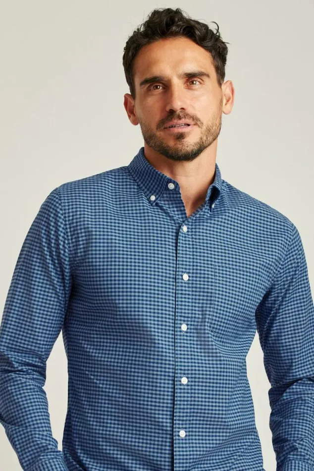 Men Everyday Shirt Navy Sky Gingham Bonobos Business Casual Shirts