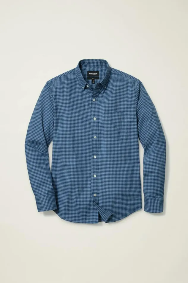 Men Everyday Shirt Navy Sky Gingham Bonobos Business Casual Shirts