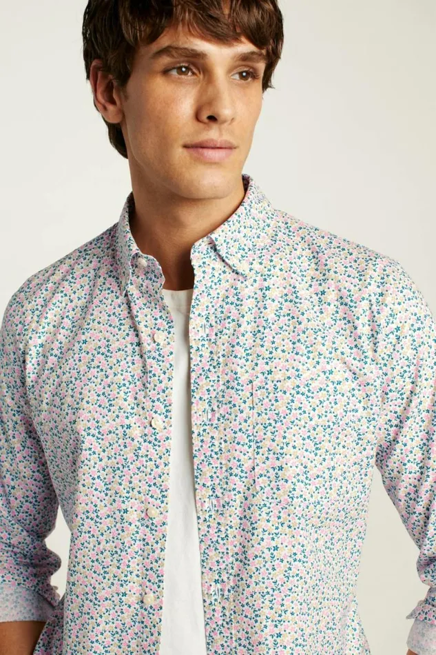 Men Everyday Shirt Rose Blue Peyton Floral Bonobos Business Casual Shirts