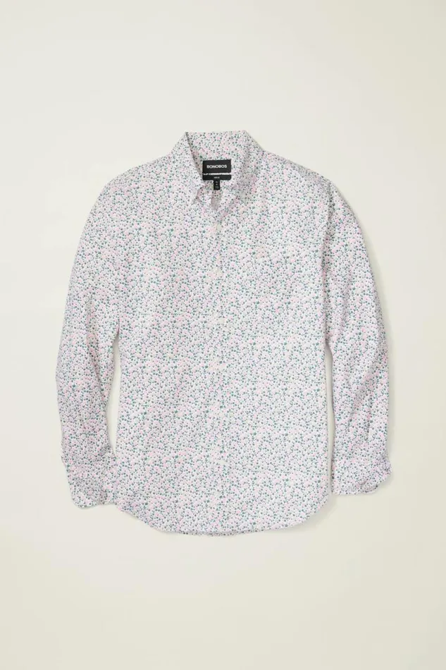Men Everyday Shirt Rose Blue Peyton Floral Bonobos Business Casual Shirts