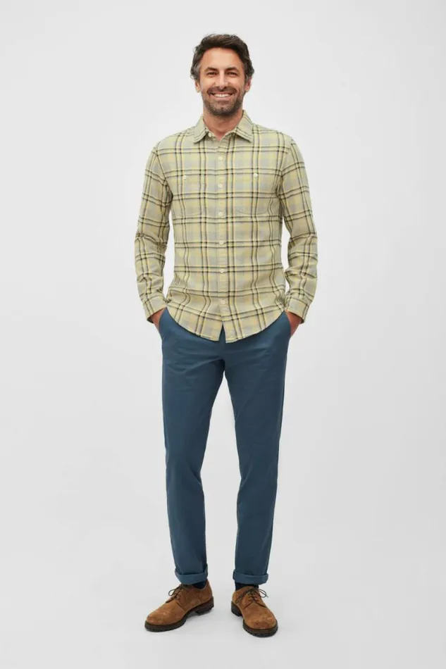 Men Flannel Shirt Yellow Plaid Bonobos Overshirts