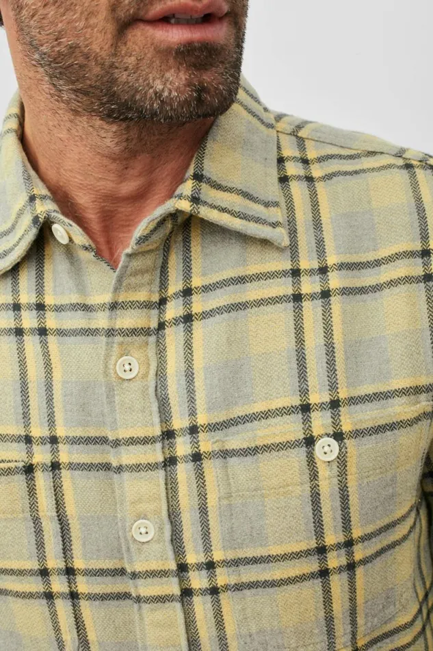 Men Flannel Shirt Yellow Plaid Bonobos Overshirts